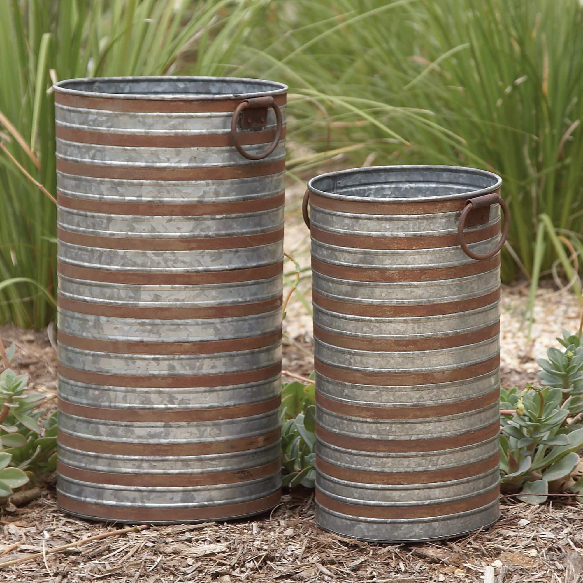 Metallic Farmhouse Planter Set 20" & 16"
